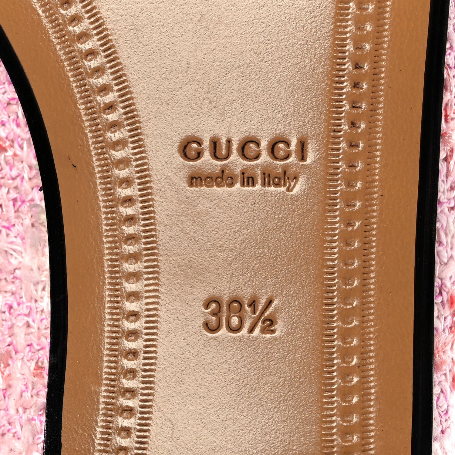 Gucci Wool Tweed Horsebit Womens Jordaan Loafers 38.5 Pink White Perfect Pink 6 of 8