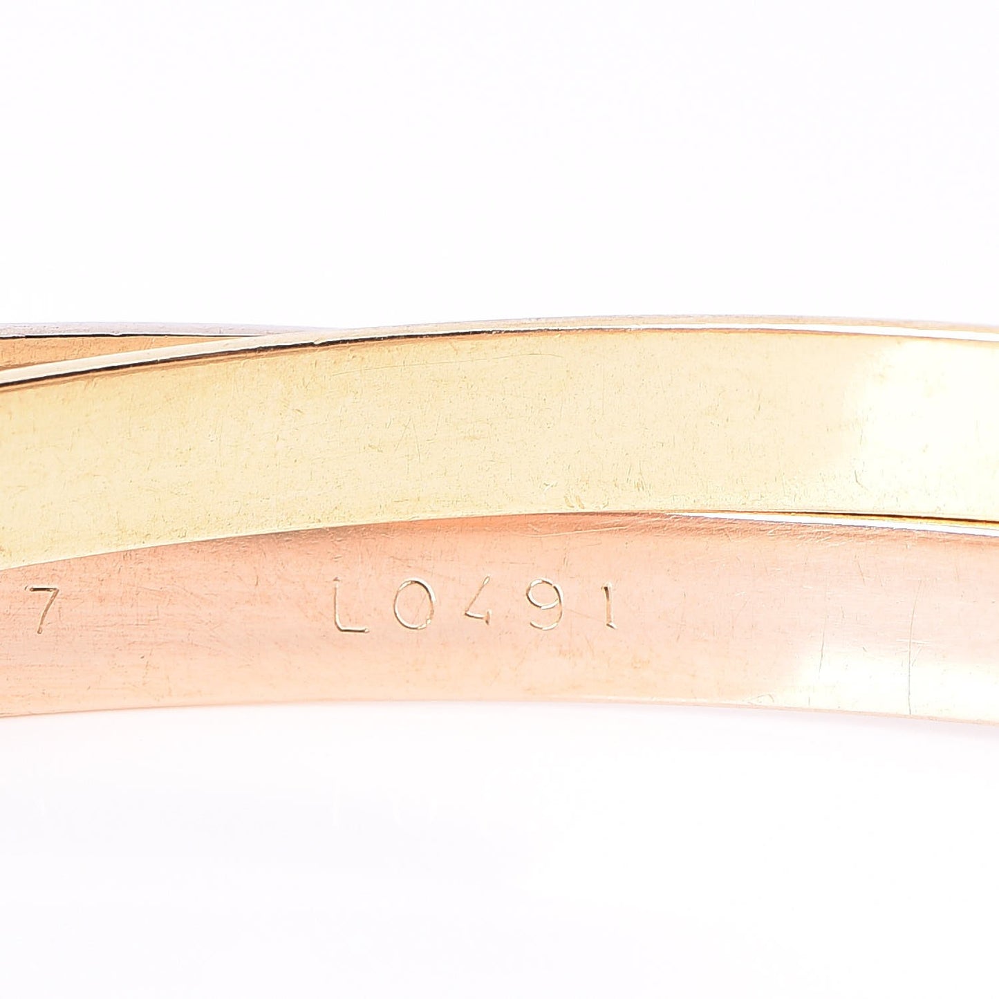 18K Pink Yellow White Gold Trinity Bangle