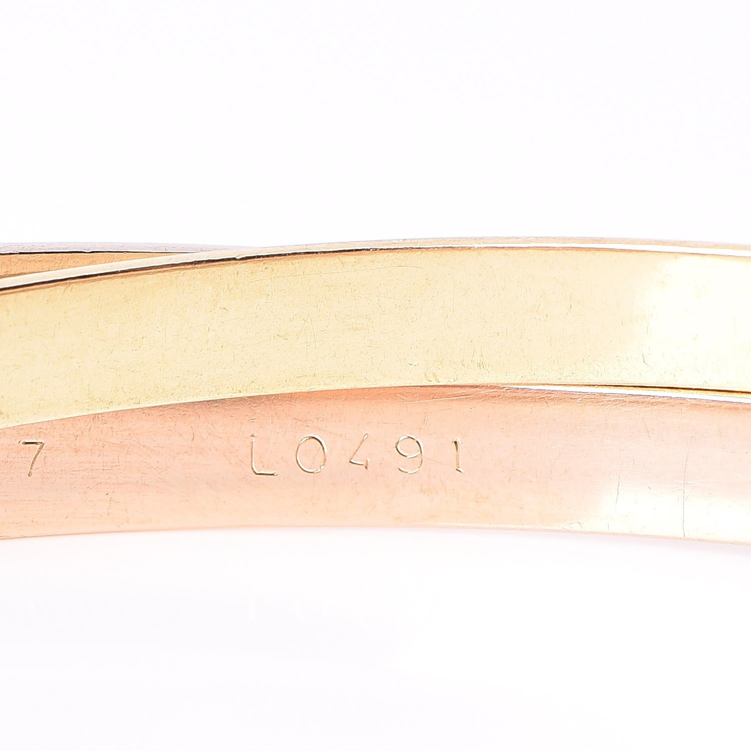 Cartier 18K Pink Yellow White Gold Trinity Bangle 6 of 8