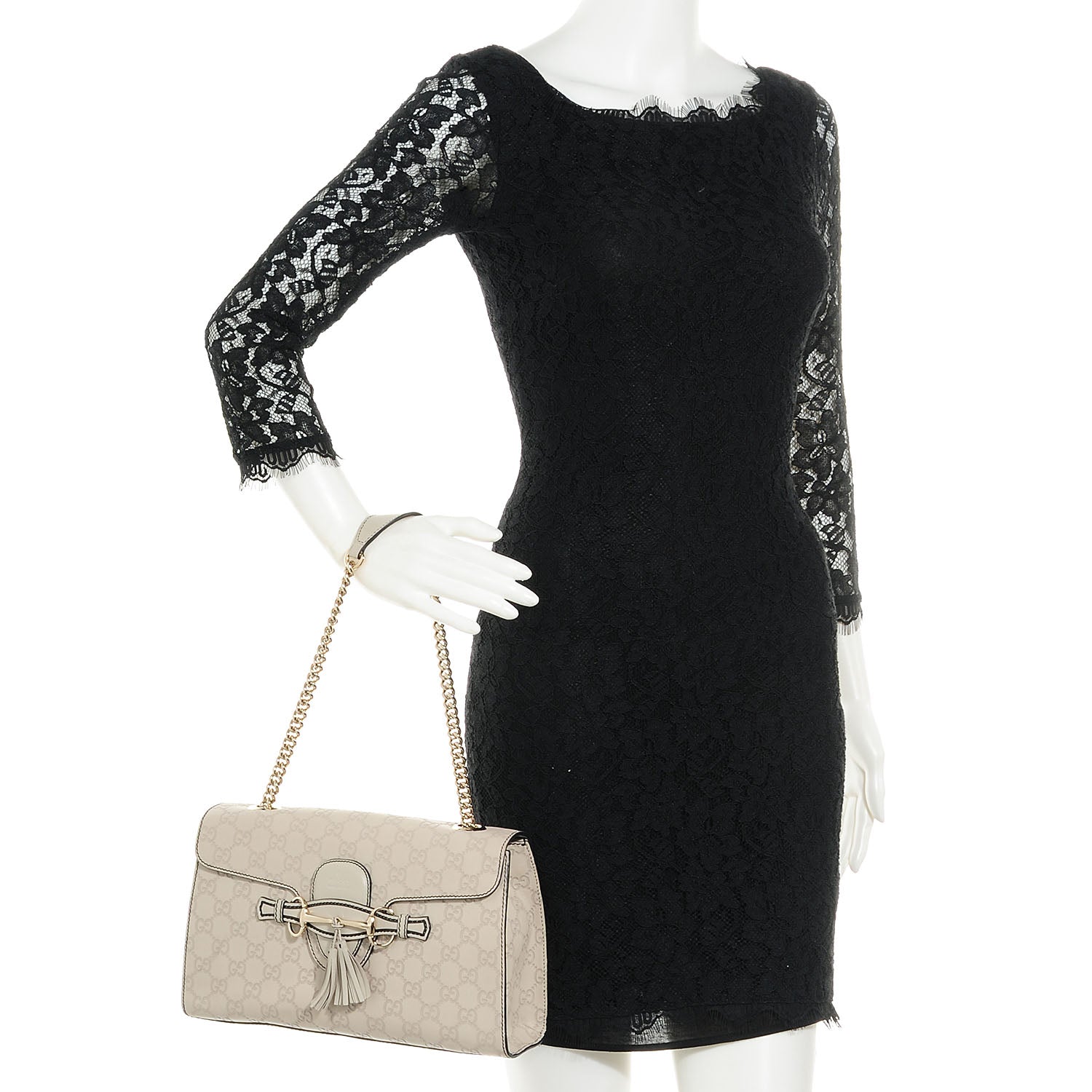 Gucci Guccissima Signature Medium Emily Chain Shoulder Bag Mystic White 2 of 7