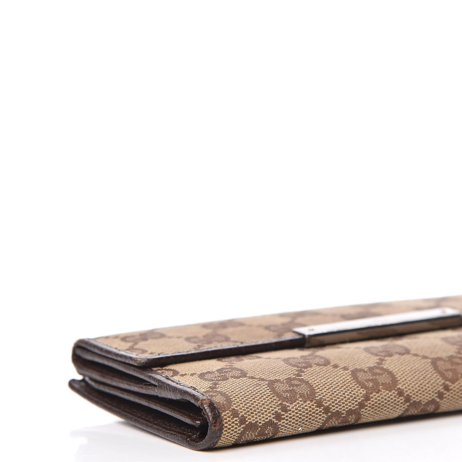 Gucci Monogram Metal Bar Continental Flap Wallet Beige Ebony Dark Brown 10 of 11