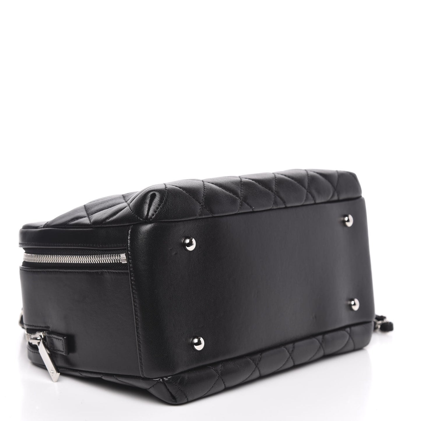 Lambskin Quilted Small Trendy CC Bowling Bag Black