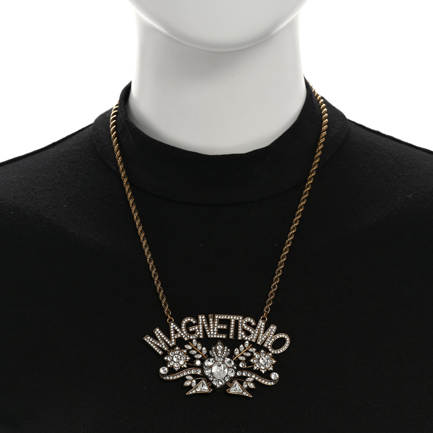 Metal Crystal Magnetismo Necklace Aged Gold