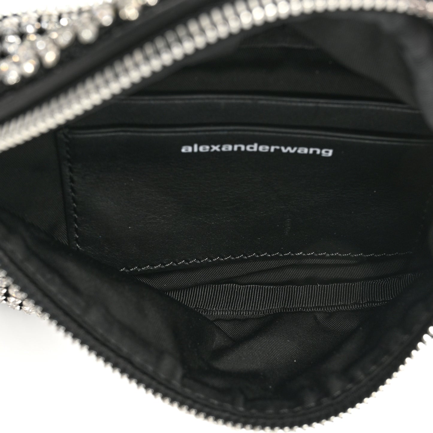 Rhinestone Mesh Mini Attica Belt Bag Black