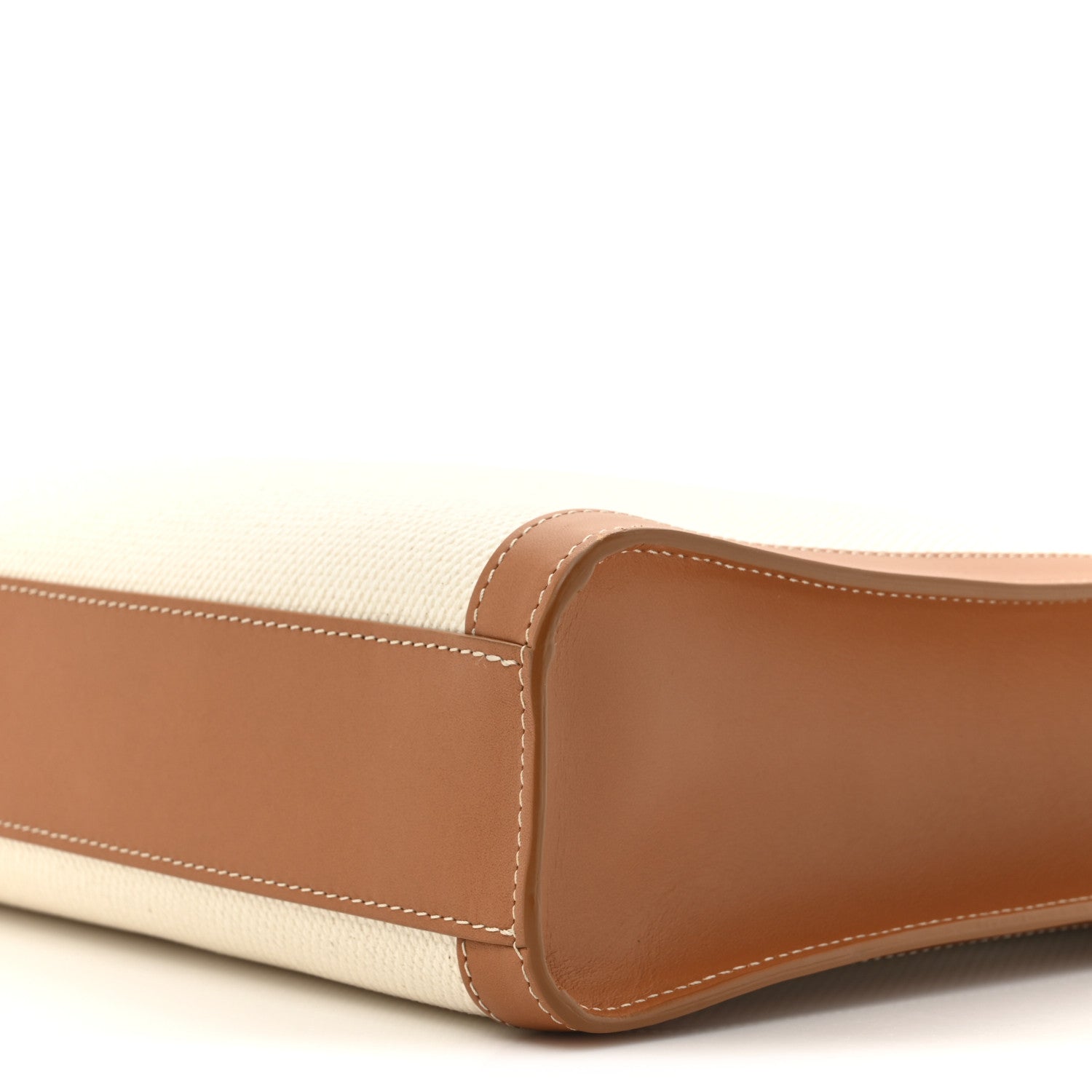 Celine Canvas Calfskin Logo Print Small Vertical Cabas Natural Tan 9 of 13