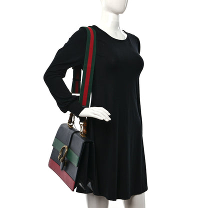 Gucci Calfskin Bamboo Web Large Dionysus Top Handle Bag Black Bright Evergreen Hibiscus Red 2 of 20
