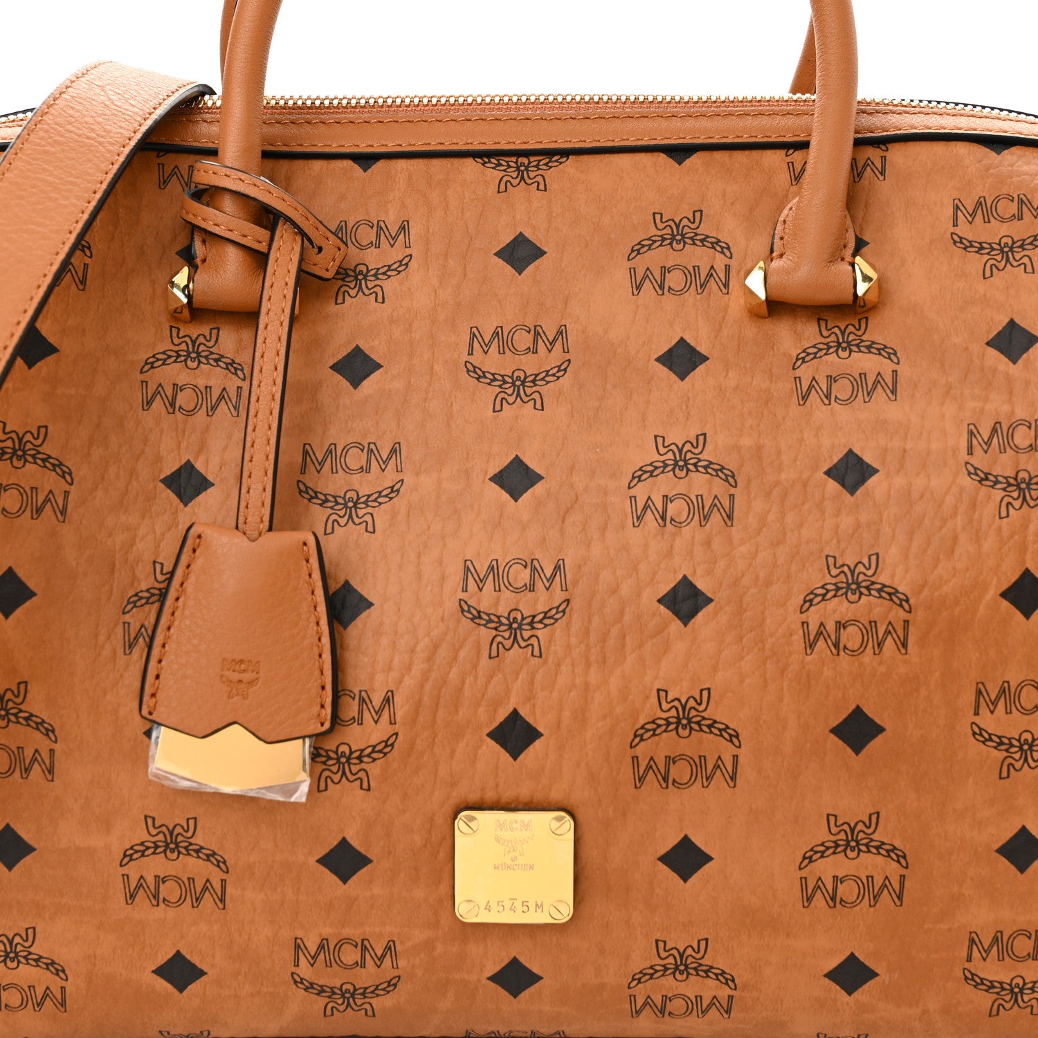 MCM Visetos Medium Boston Bag Cognac 9 of 11