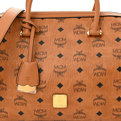 MCM Visetos Medium Boston Bag Cognac 9 of 11