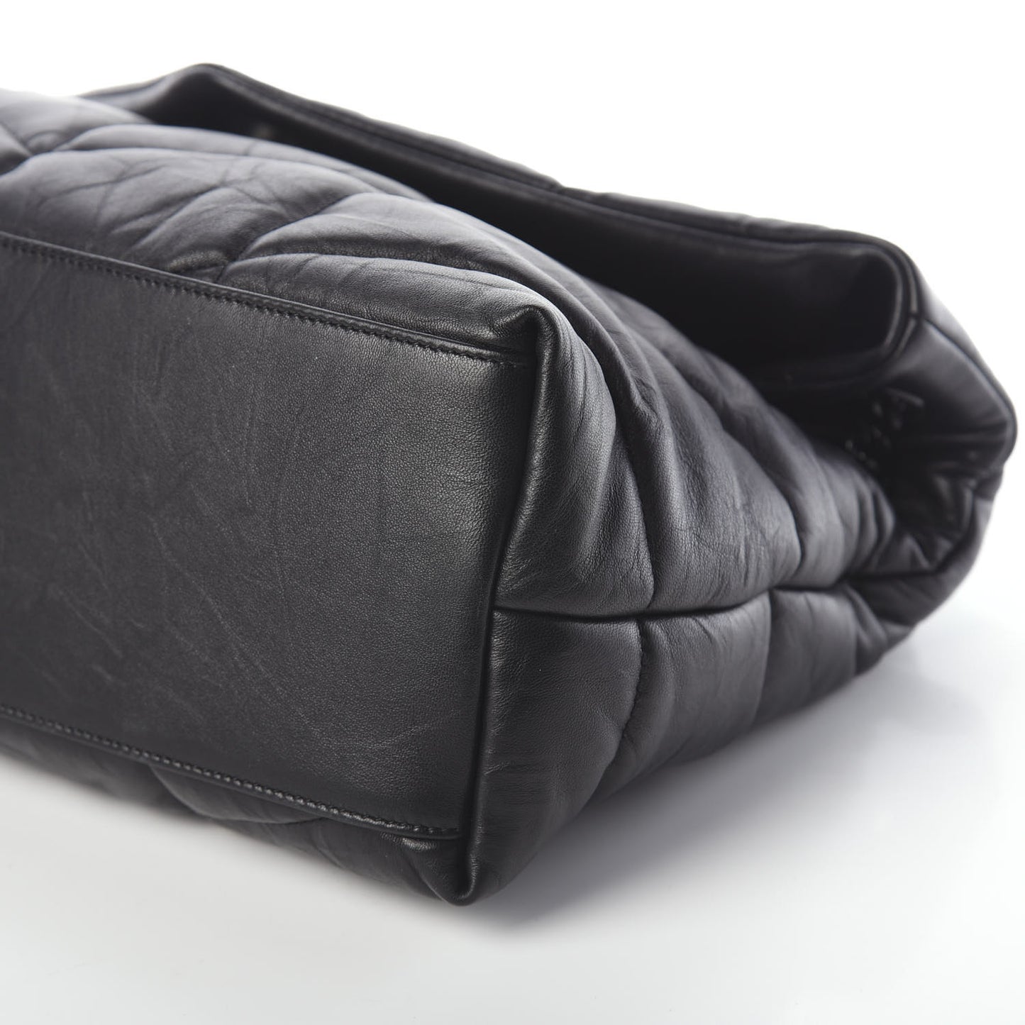 Lambskin Quilted Medium Loulou Puffer Monogram Chain Satchel Black