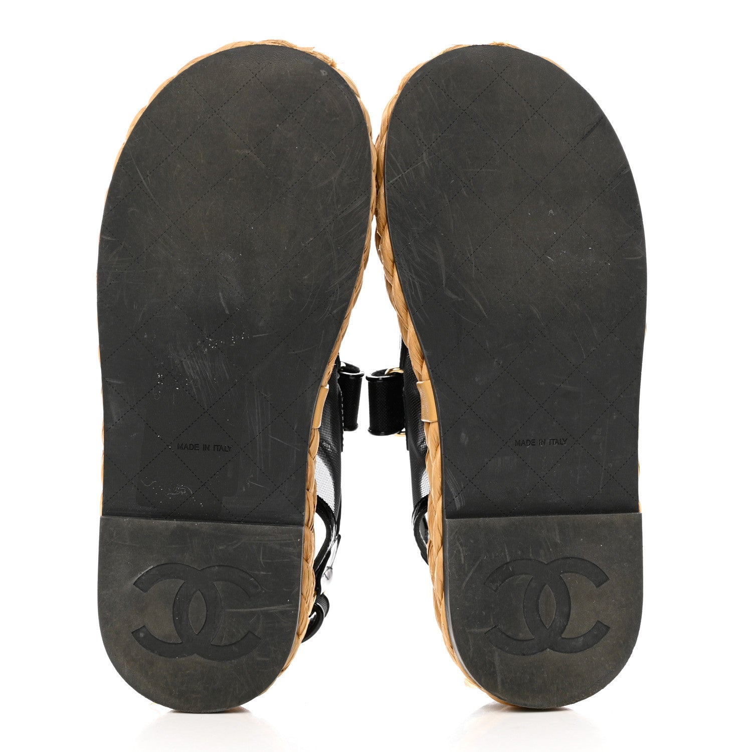 Chanel Mesh Patent Calfskin Velcro Dad Sandals 37 Black 5 of 11