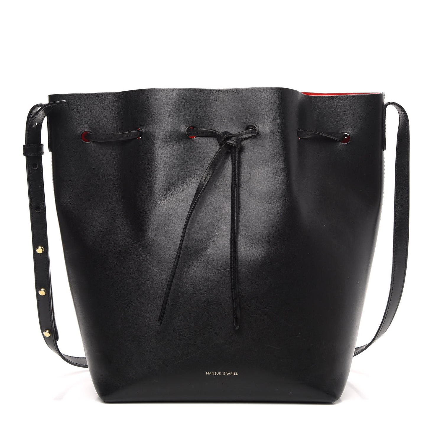 Vegetable Tanned Calfskin Bucket Bag Black Flamma