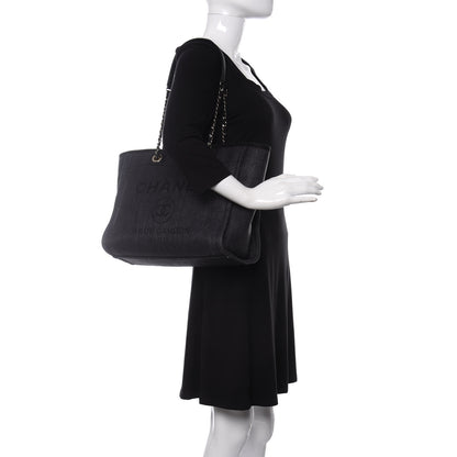 Chanel Mixed Fibers Calfskin Small Deauville Tote Black 2 of 11
