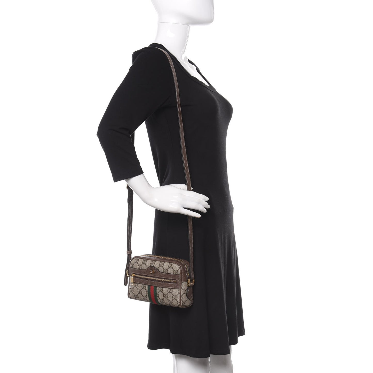 GG Supreme Monogram Web Mini Ophidia Shoulder Bag Brown