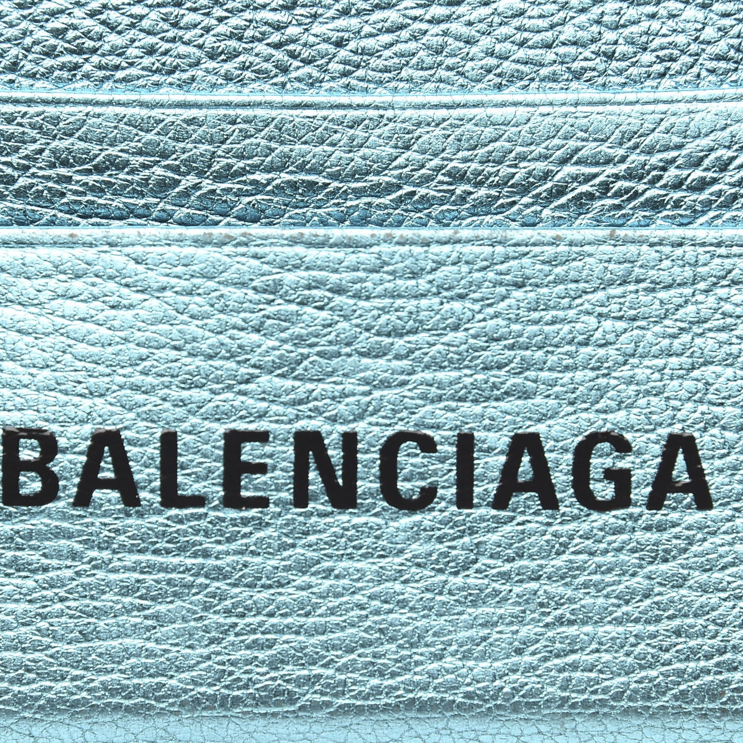 Metallic Goatskin Logo Everyday Multi Card Case Turquoise Black