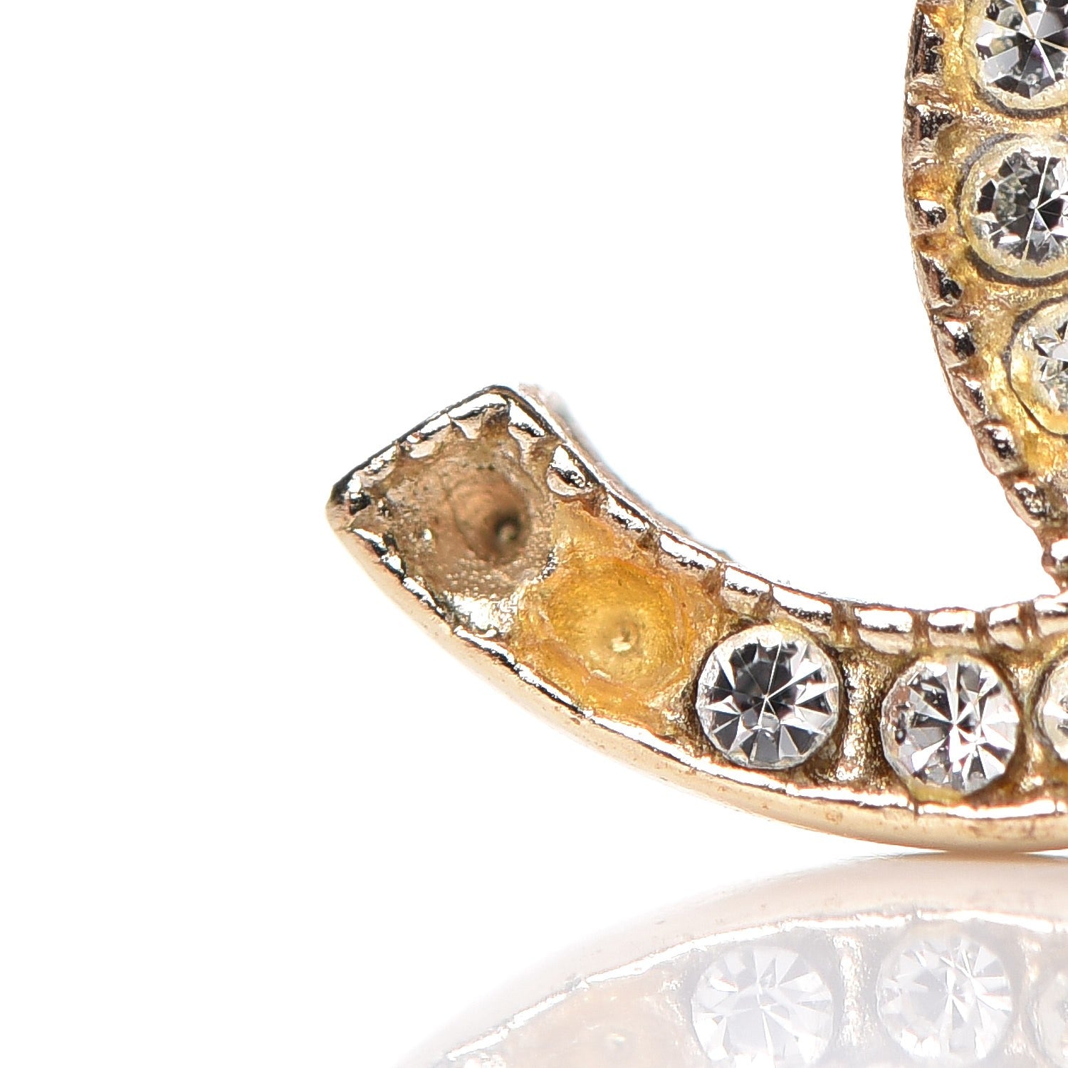 Chanel Crystal Timeless CC Earrings Gold 5 of 6