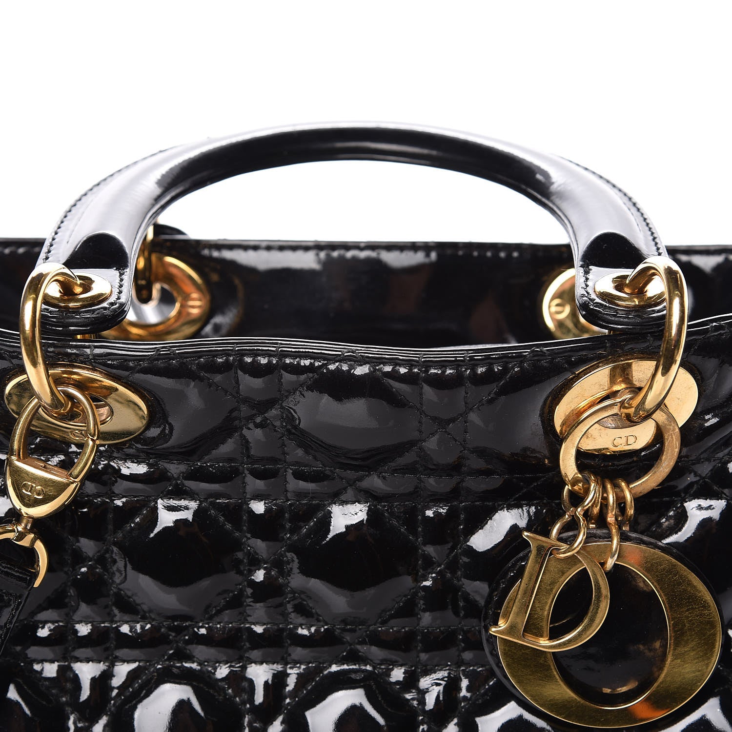 Christian Dior Patent Cannage Large Lady Dior Black 12 of 14