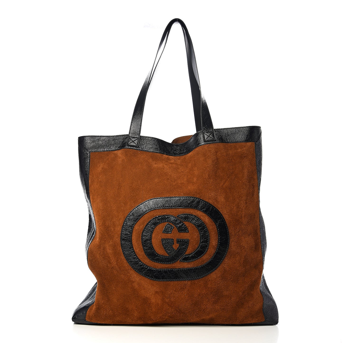 Suede Large Ophidia Vertical Shopping Tote Chestnut