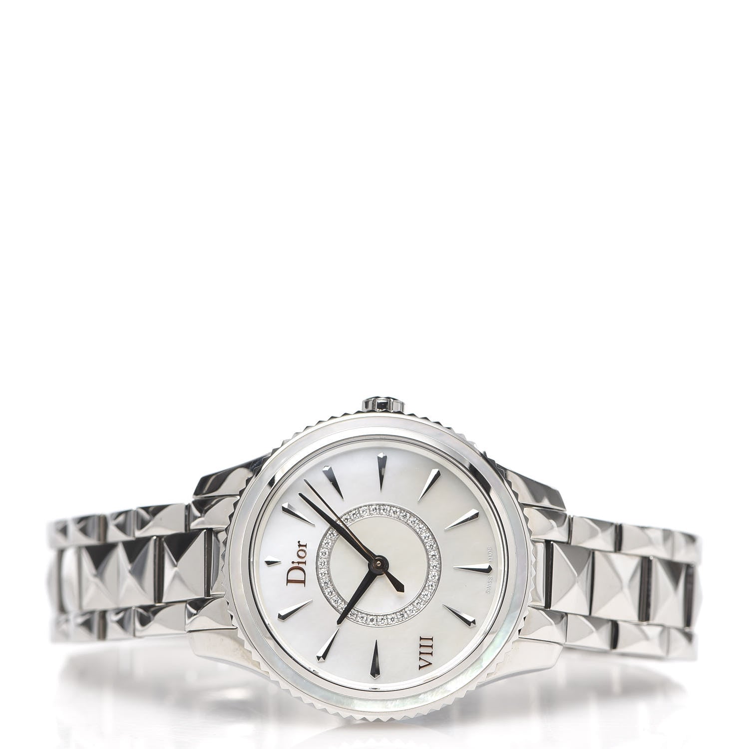 Christian Dior Stainless Steel Diamond Mother of Pearl 32mm Dior VIII Montaigne Quartz Watch 3 of 7