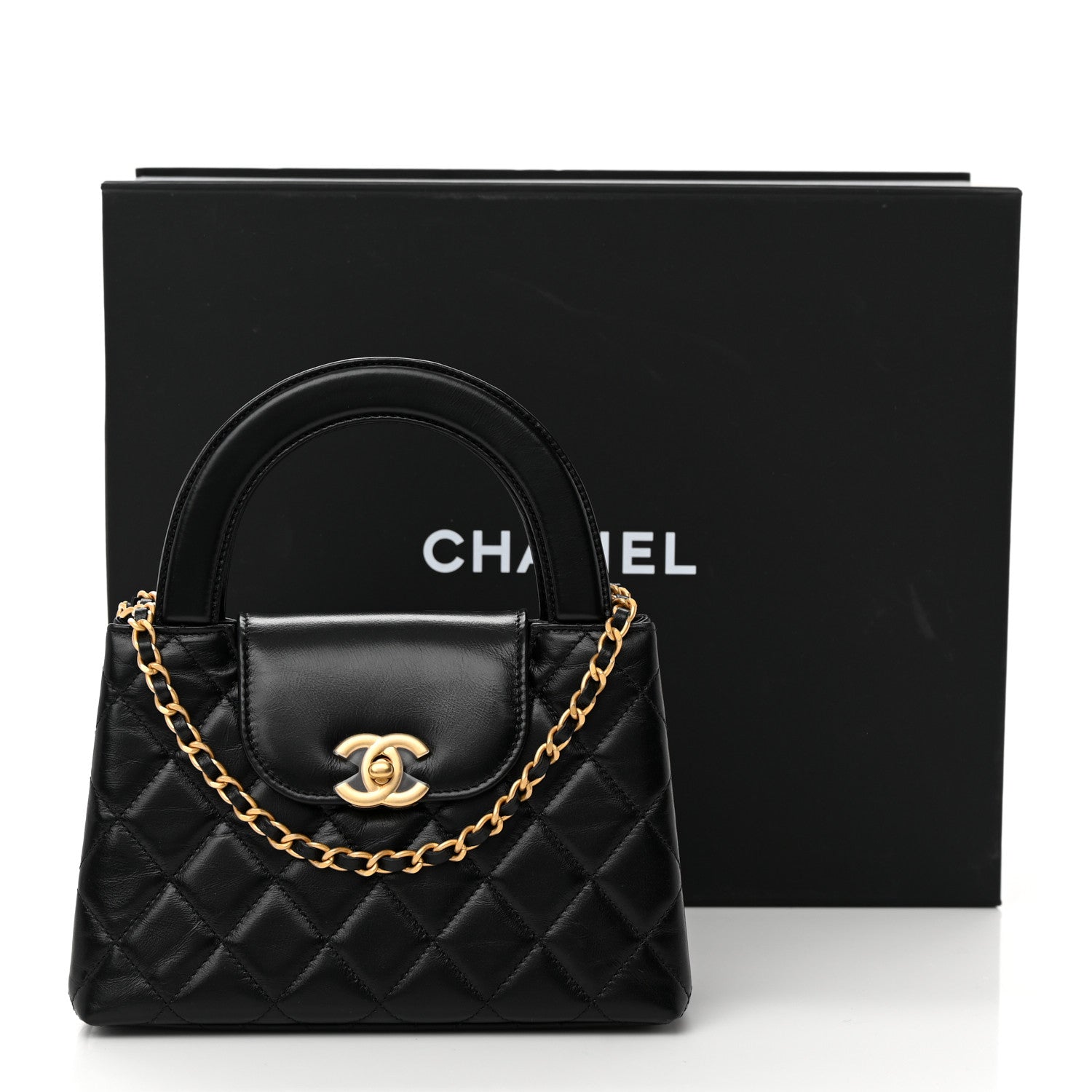 Chanel Shiny Aged Calfskin Quilted Nano Kelly Shopper Black 14 of 14