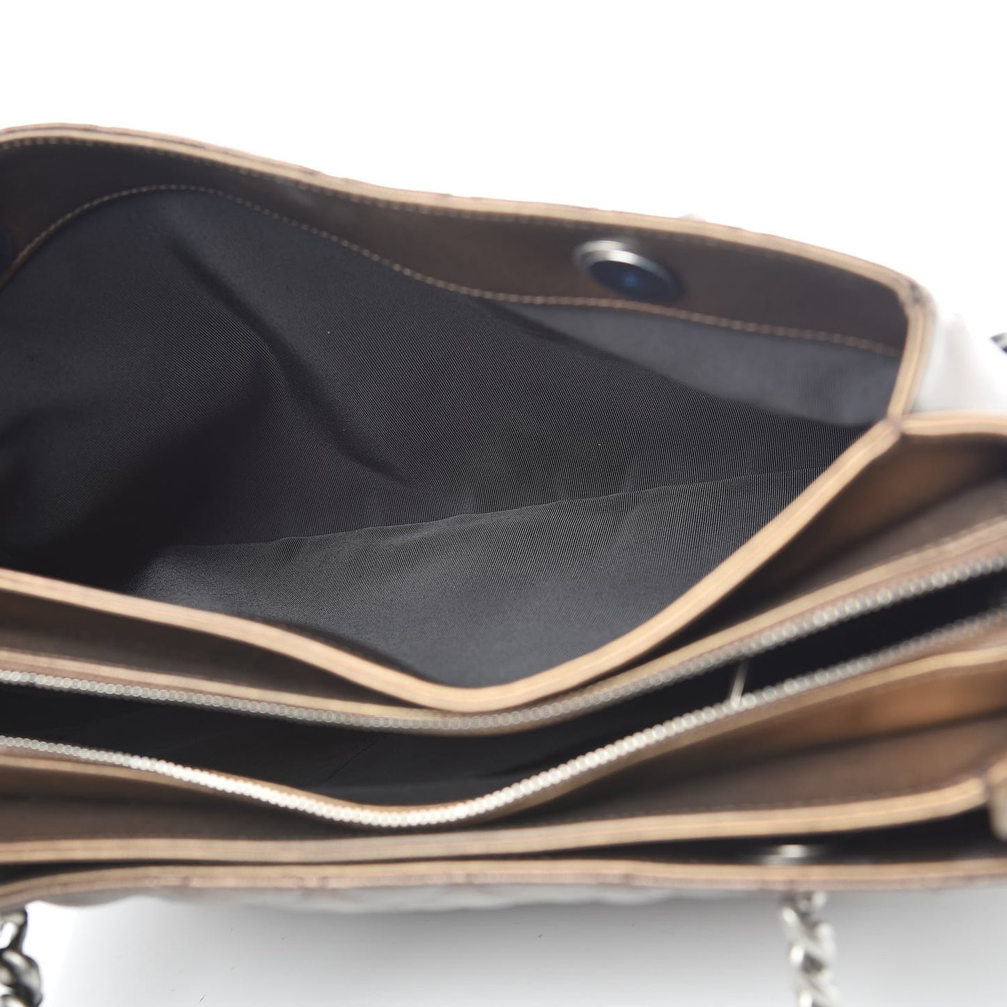 Metallic Grained Calfskin Quilted Shopping Tote Dark Gold