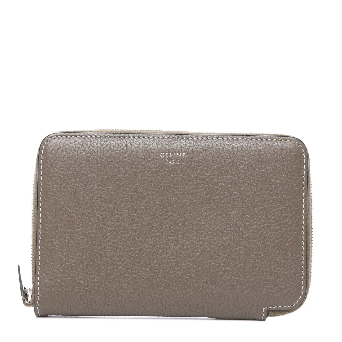 Drummed Calfskin Zip Around Multifunction Wallet Souris