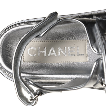 Chanel Laminated Calfskin Velcro Dad Sandals 35.5 Silver 9 of 11