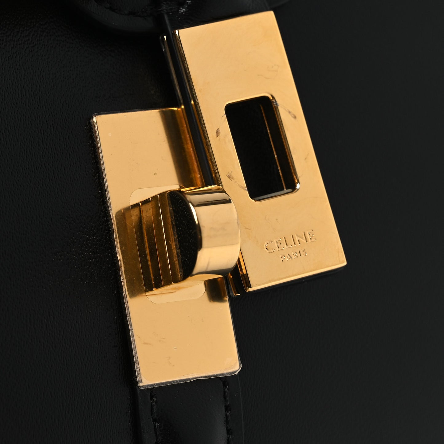 Satinated Calfskin Mini 16 Top Handle Bag Black