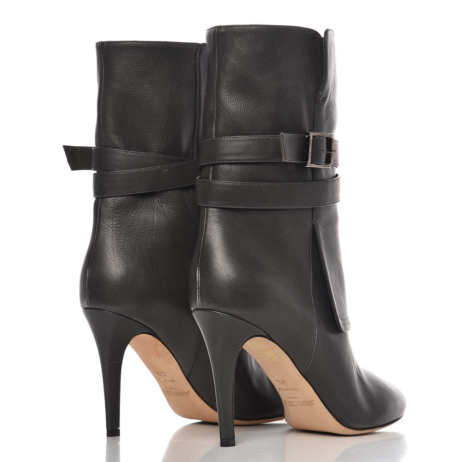 Jimmy Choo Calfskin Wrap Around Mid Calf Boots 39.5 Dark Grey 4 of 11