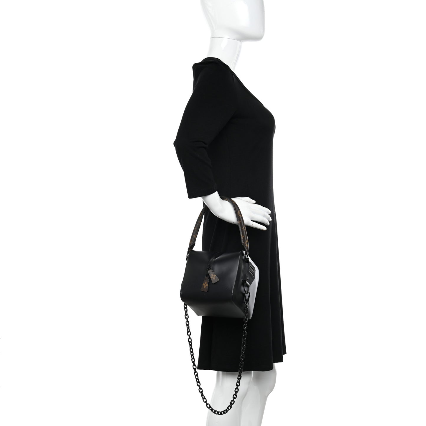 Calfskin Monogram Square Bag Black