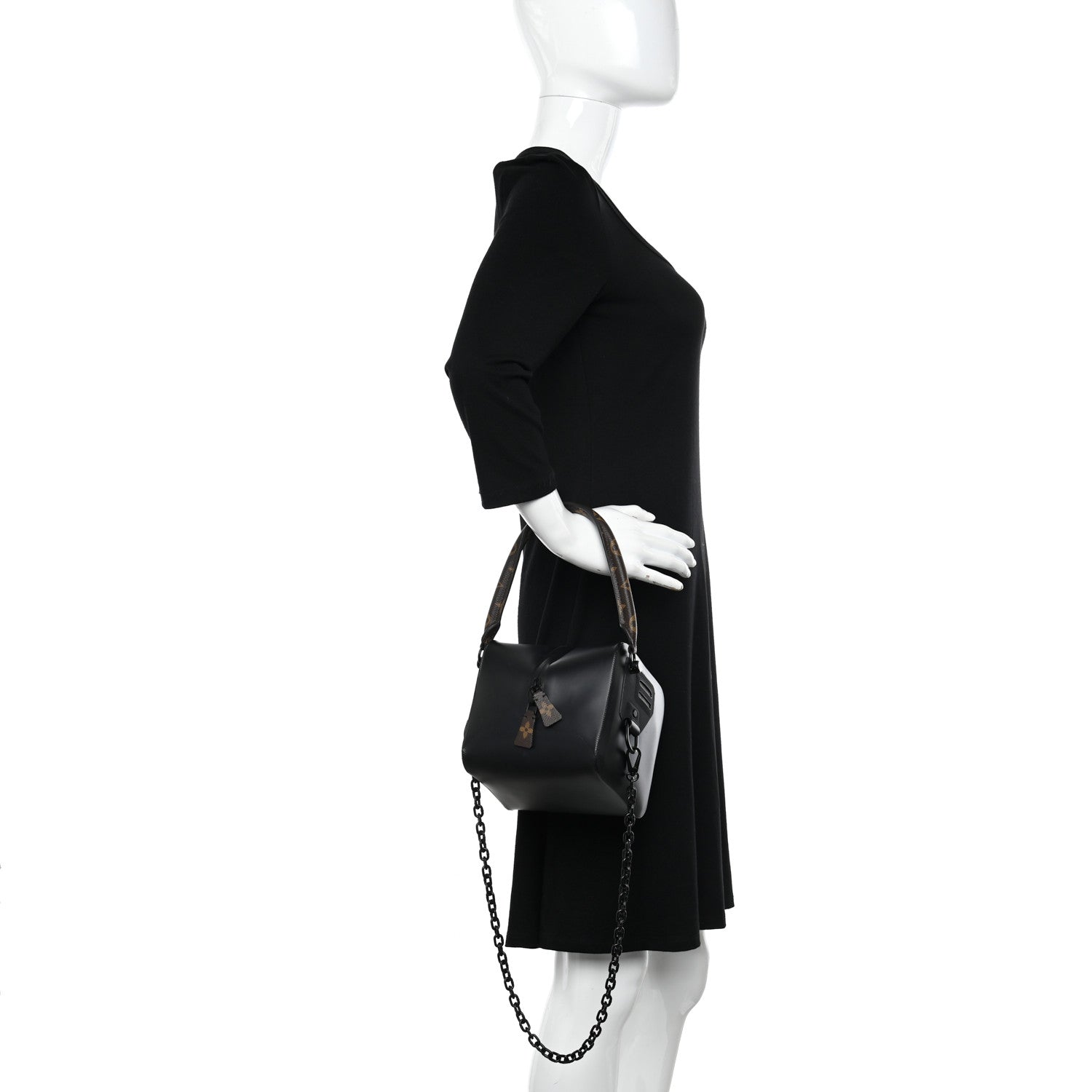 Louis Vuitton Calfskin Monogram Square Bag Black 2 of 7