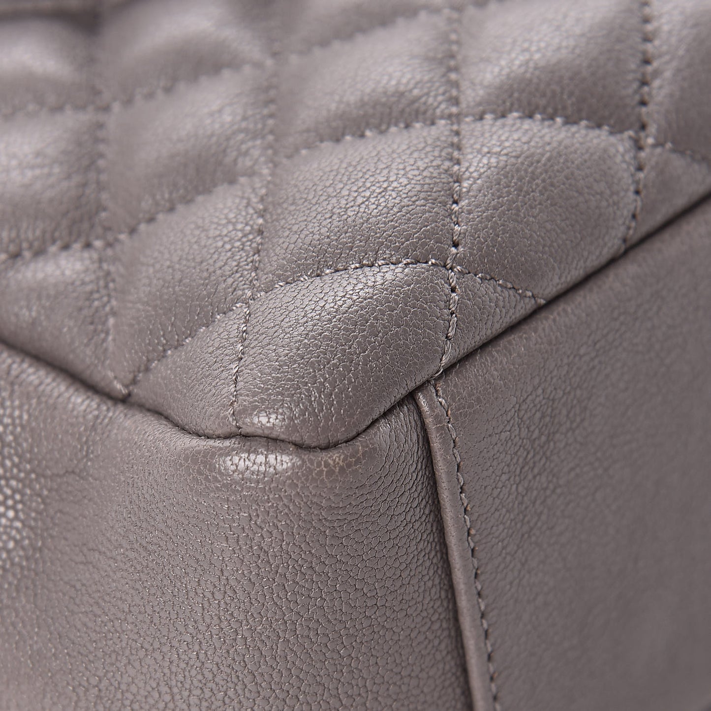 Sheepskin Tri-Quilt Monogram Medium College Bag Gray
