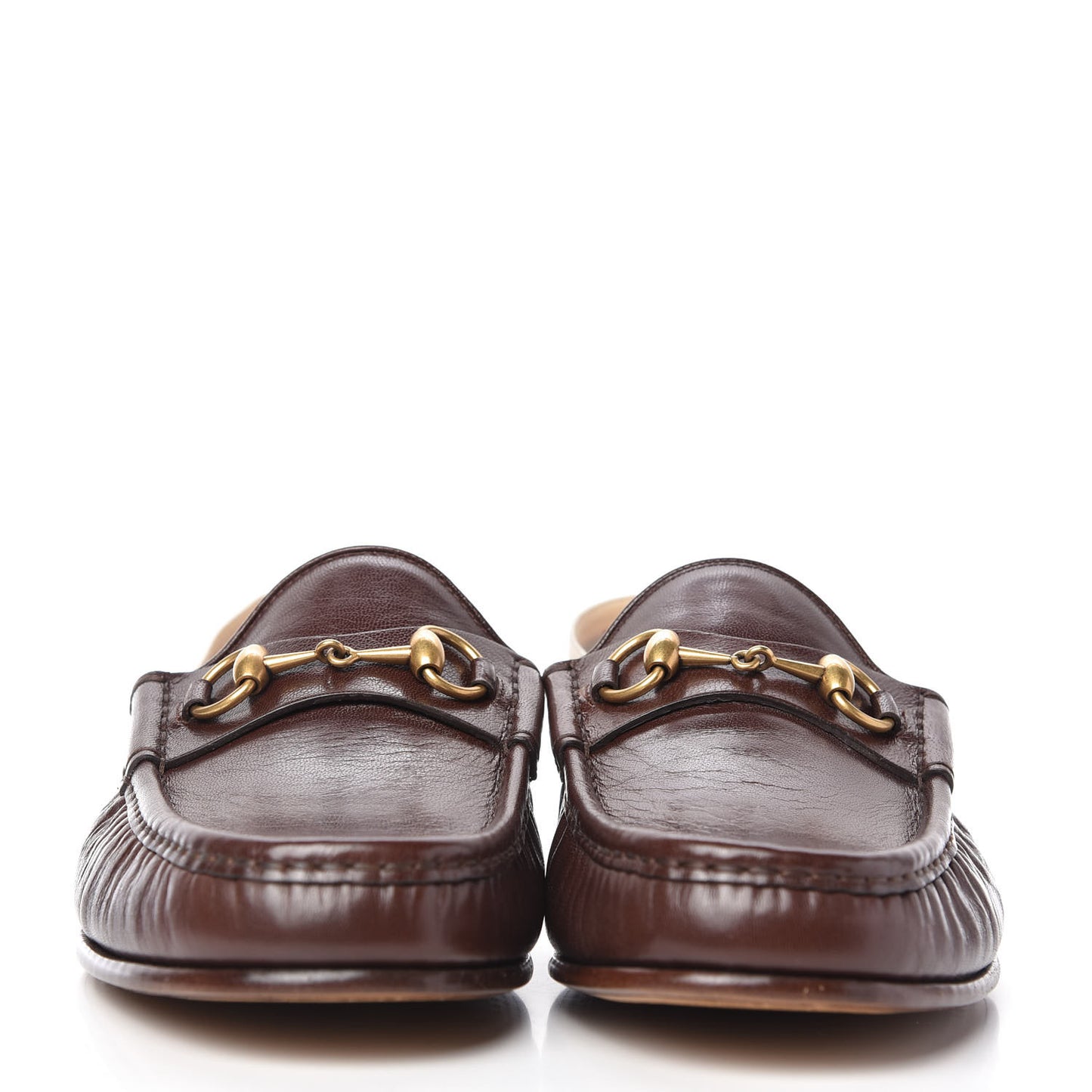 Goatskin Stripe Mens Horsebit Slingback Slippers 9 Brown