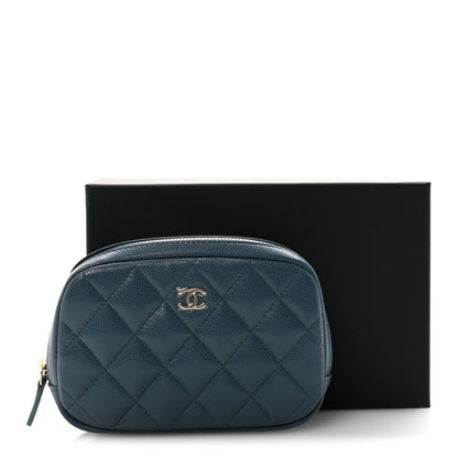 Chanel Caviar Quilted Small Curvy Pouch Cosmetic Case Blue 8 of 8