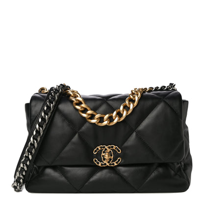 Chanel Goatskin Quilted Large Chanel 19 Flap Black 1 of 10