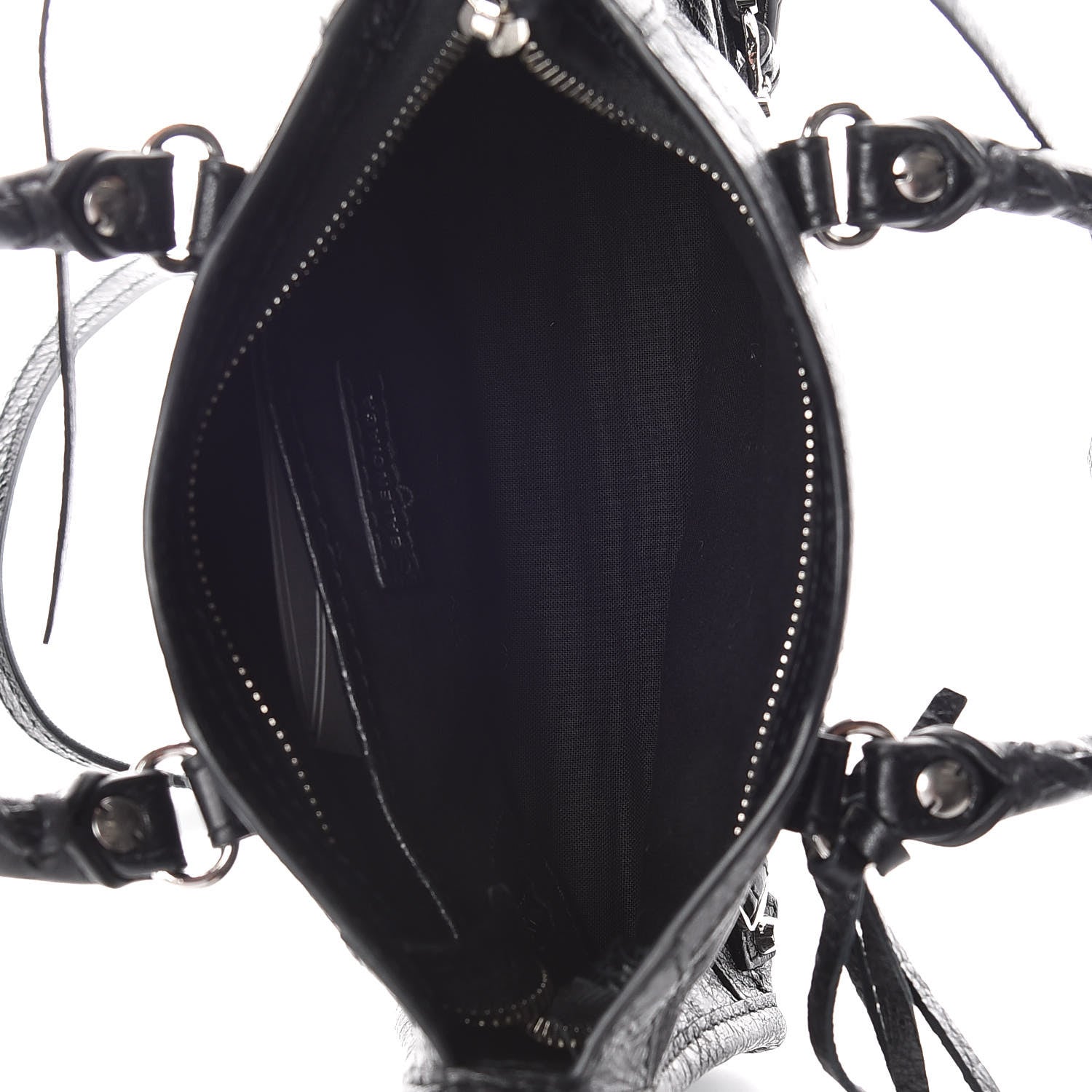 Balenciaga Agneau Classic Silver Hardware Nano City Logo Strap Black White 7 of 8