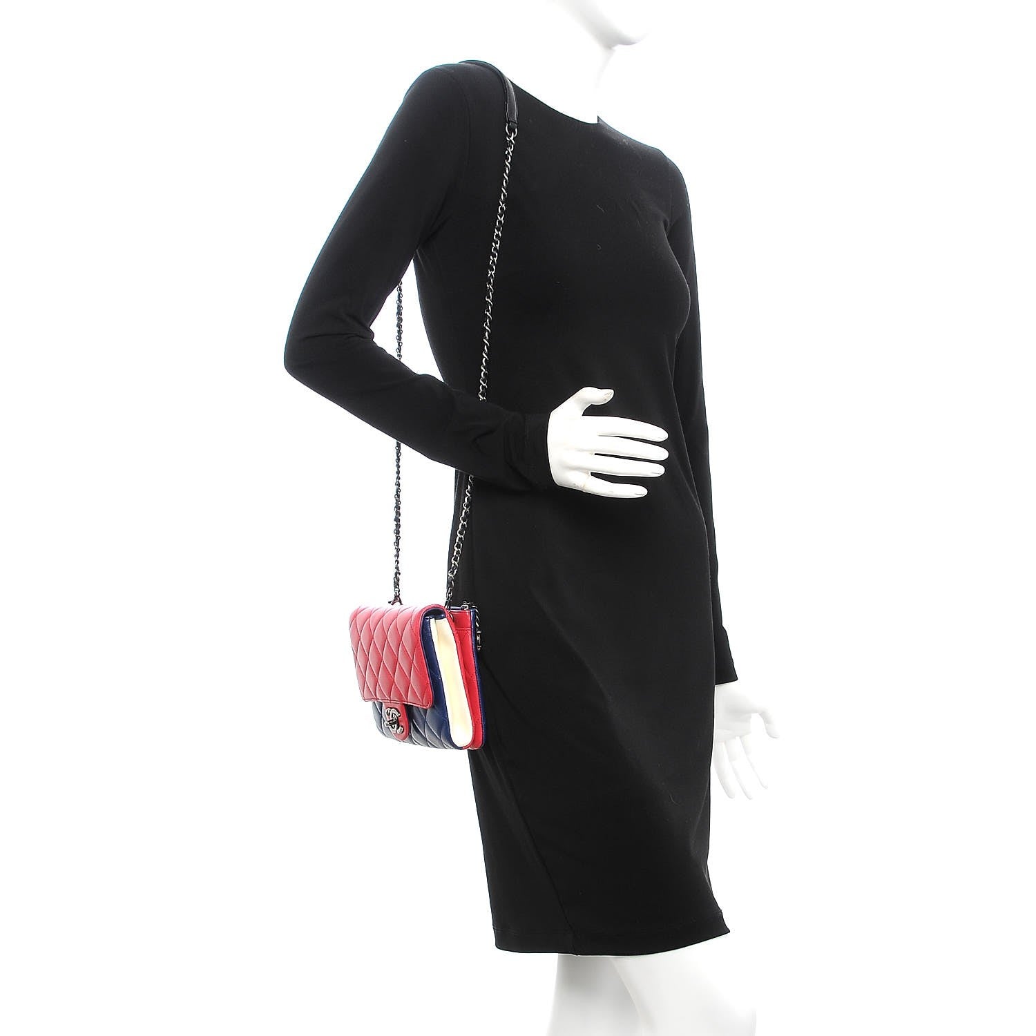Chanel Lambskin Quilted Tri-color Crossbody Bag Dark Pink 2 of 9