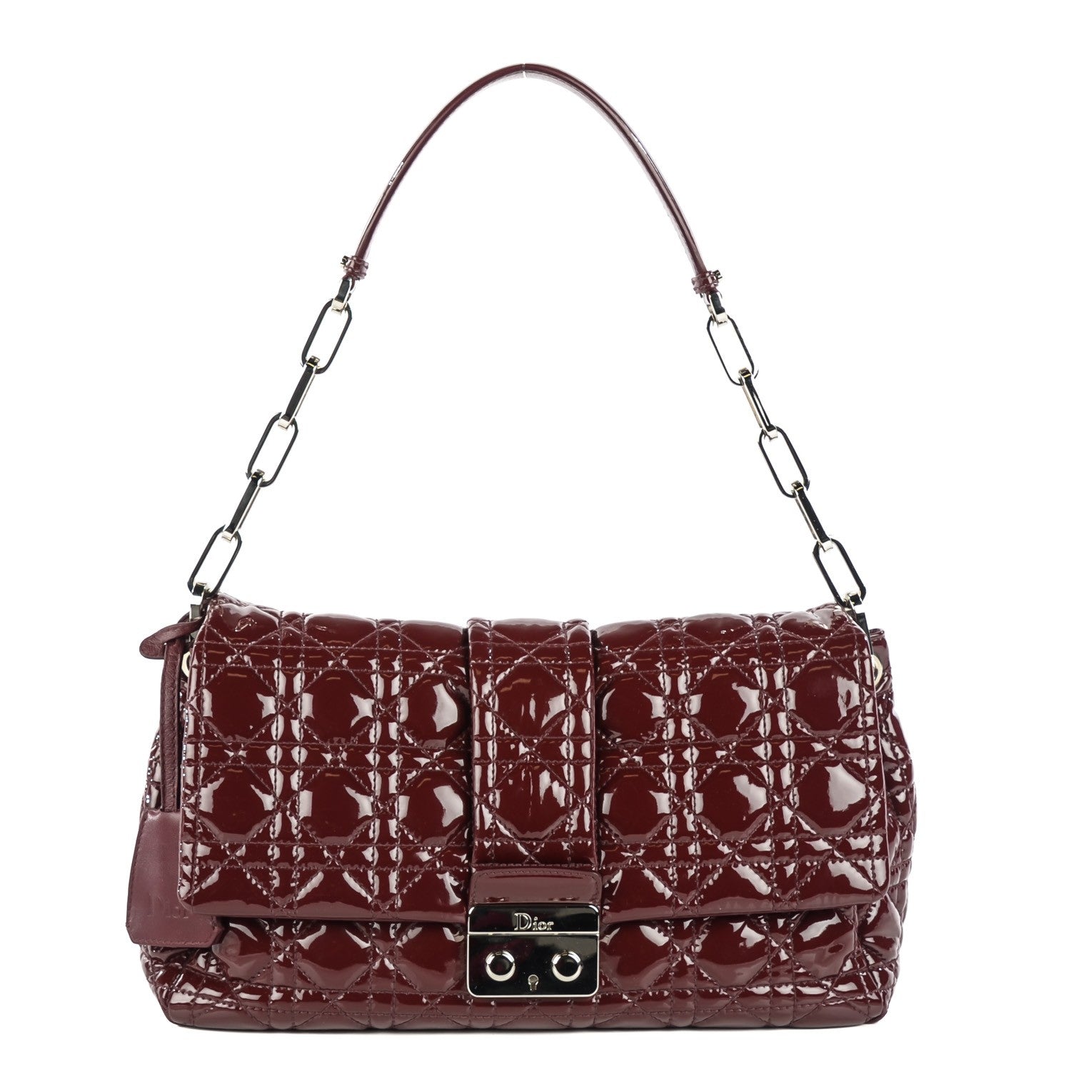 Christian Dior Patent Cannage New Lock Flap Bordeaux 1 of 8