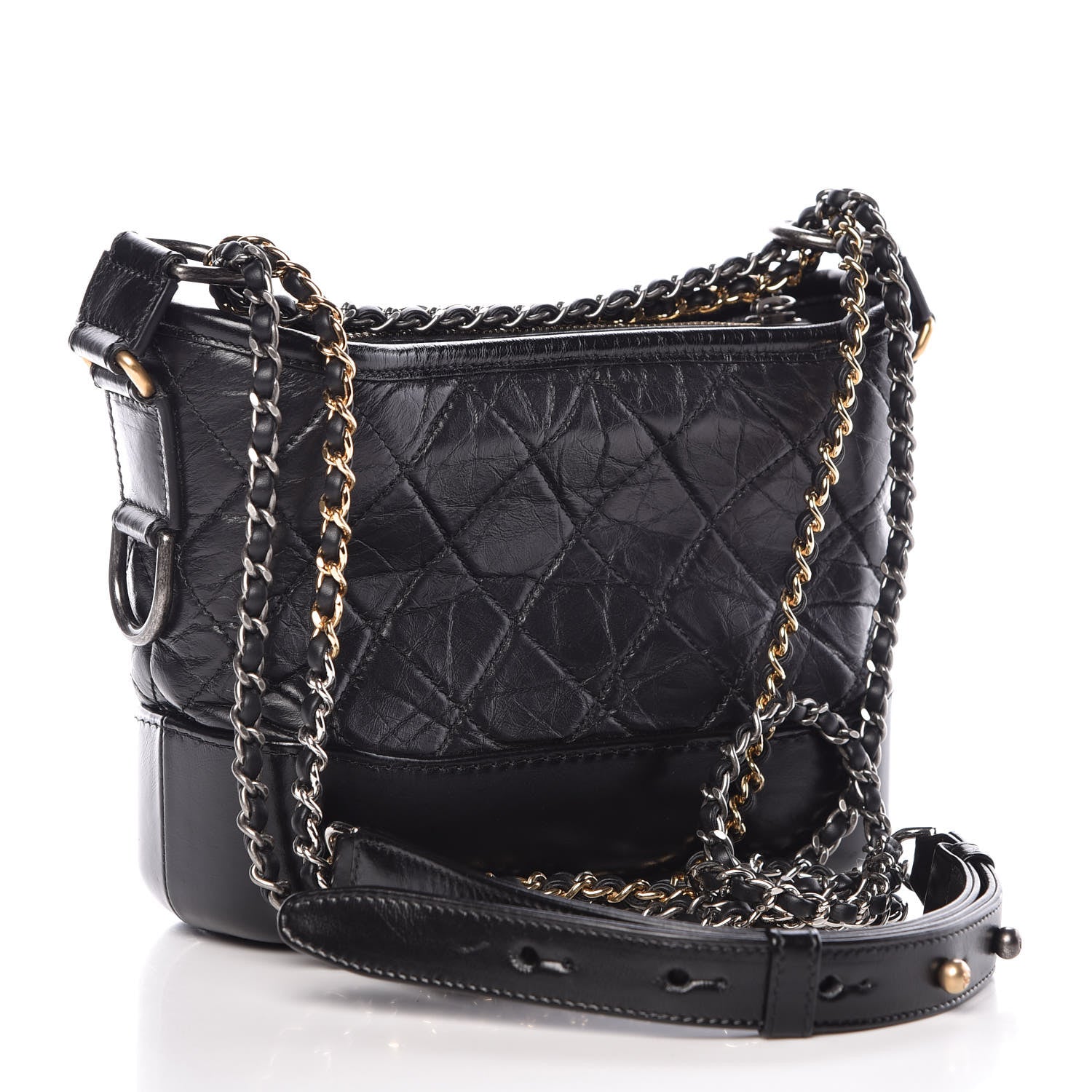 Chanel Aged Calfskin Quilted Small Gabrielle Hobo Black 5 of 13