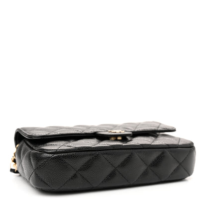 Chanel Caviar Quilted Flap Phone Holder With Chain Black 4 of 13
