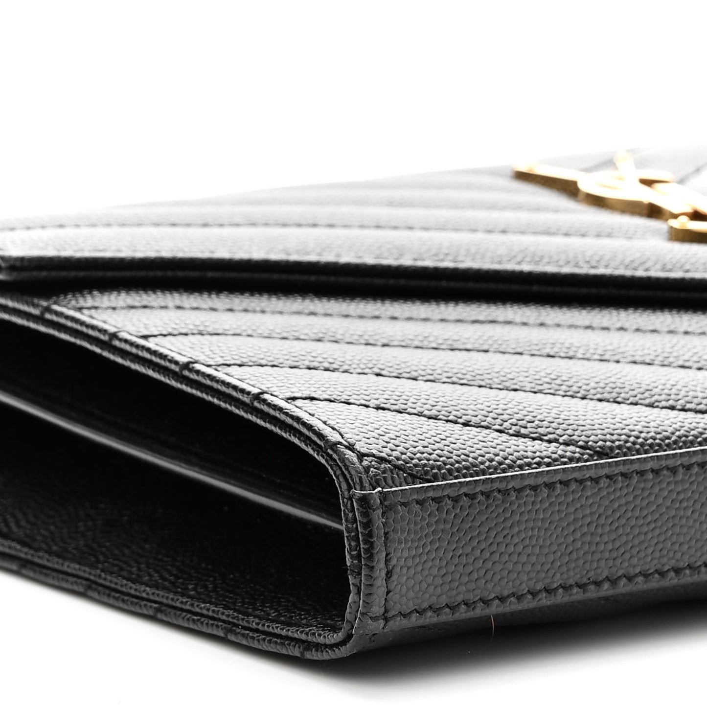 Grain De Poudre Matelasse Chevron Monogram Chain Wallet Black