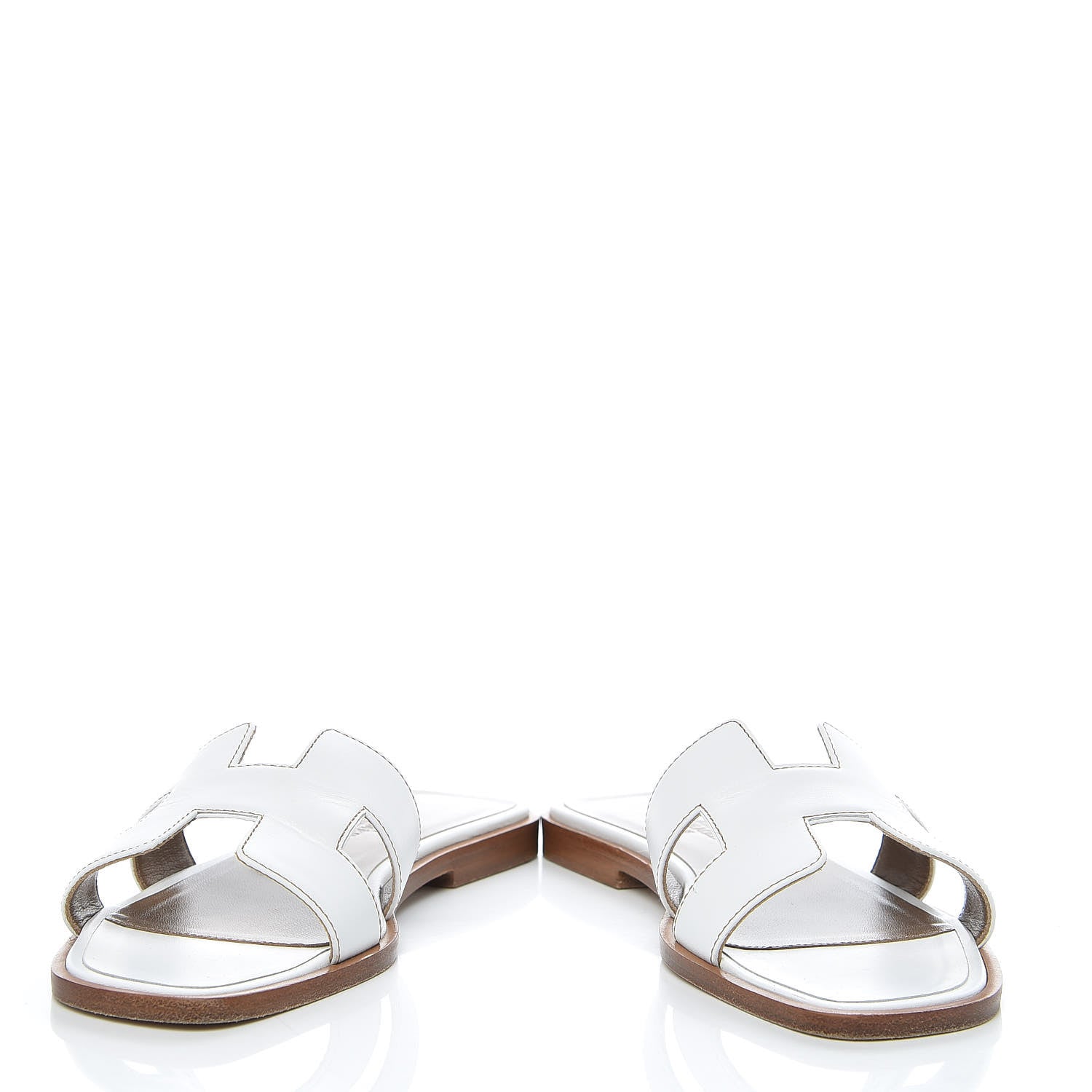Hermes Box Calfskin Oran Sandals 34.5 White 6 of 12