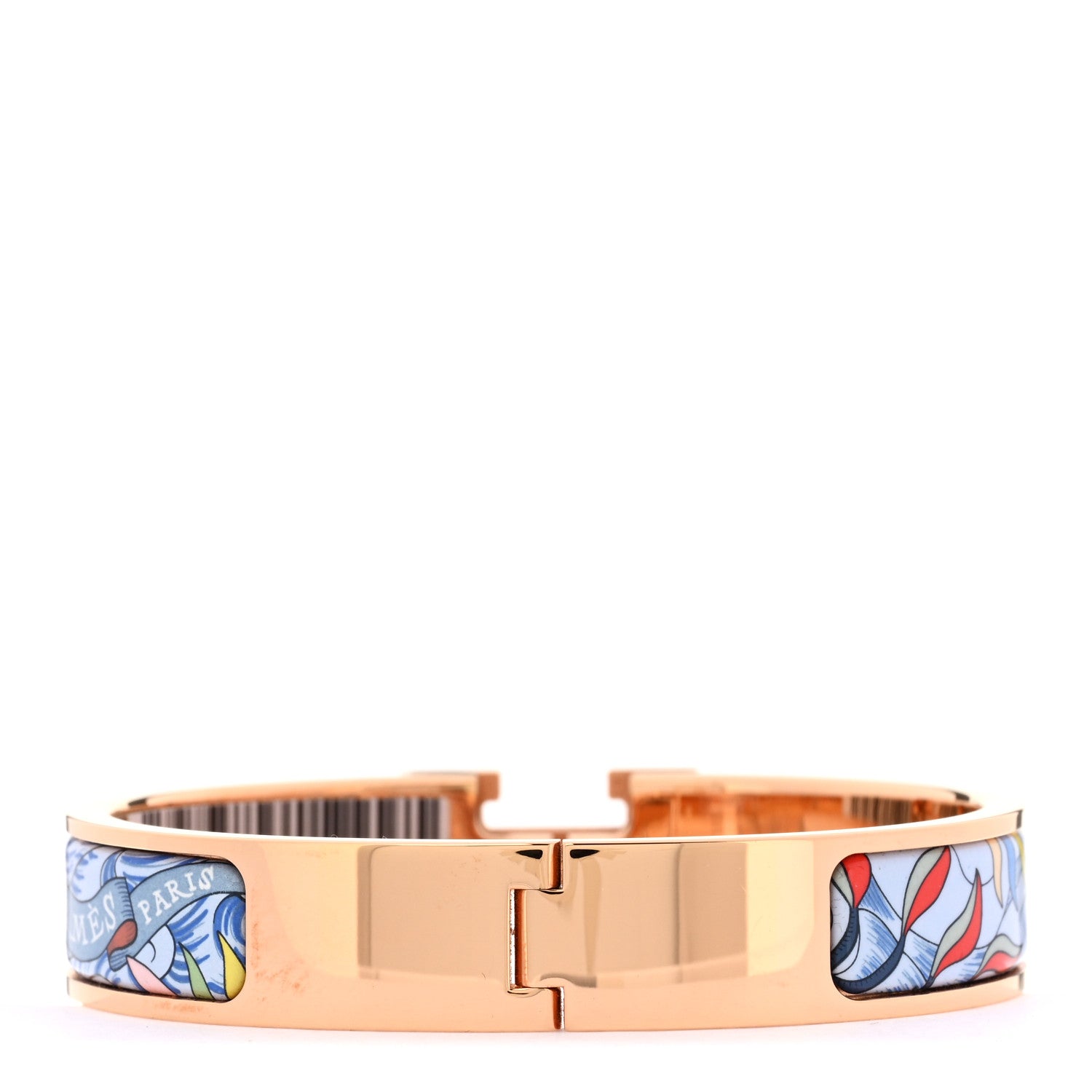 Hermes Enamel Narrow Print Cosmographia Universalis Clic Clac H Bracelet PM Album De Soie 3 of 4
