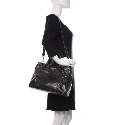 Prada Vitello Shine Top Handle Bag Black 2 of 14