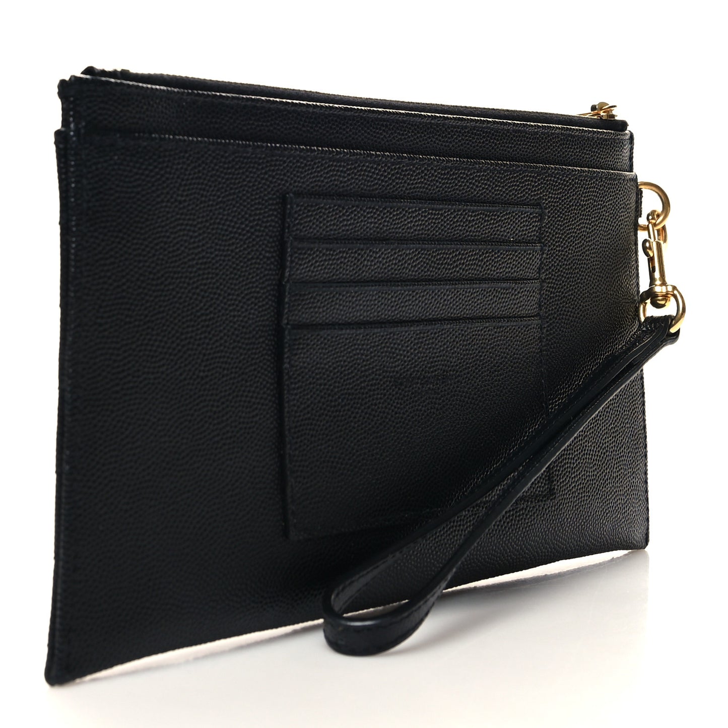 Grain De Poudre Chevron Monogram Large Bill Pouch Black