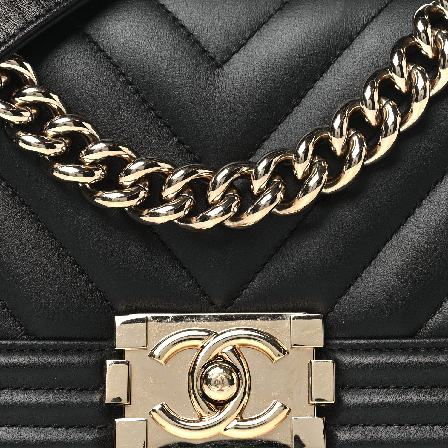 Chanel Lambskin Chevron Quilted Small Boy Flap Black 8 of 10