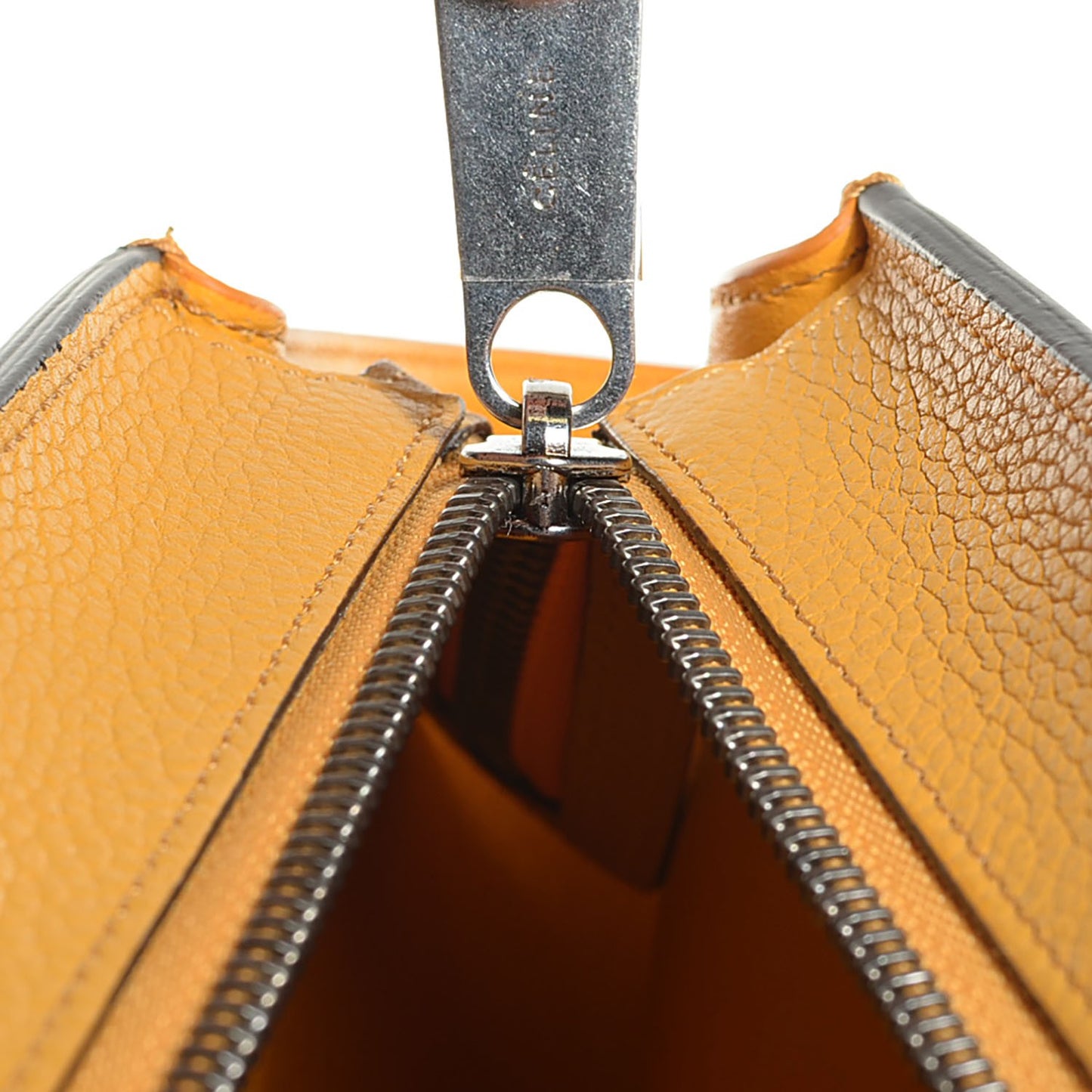 Drummed Calfskin Suede Medium Trapeze Mustard