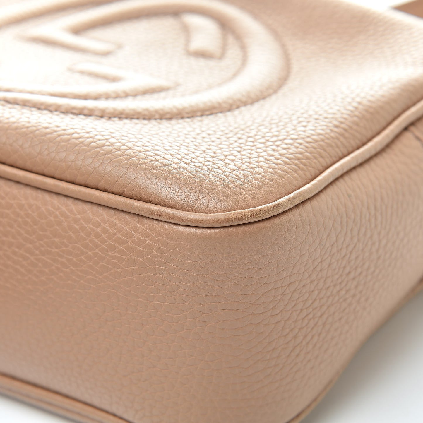 Pebbled Calfskin Small Soho Disco Bag Rose Beige