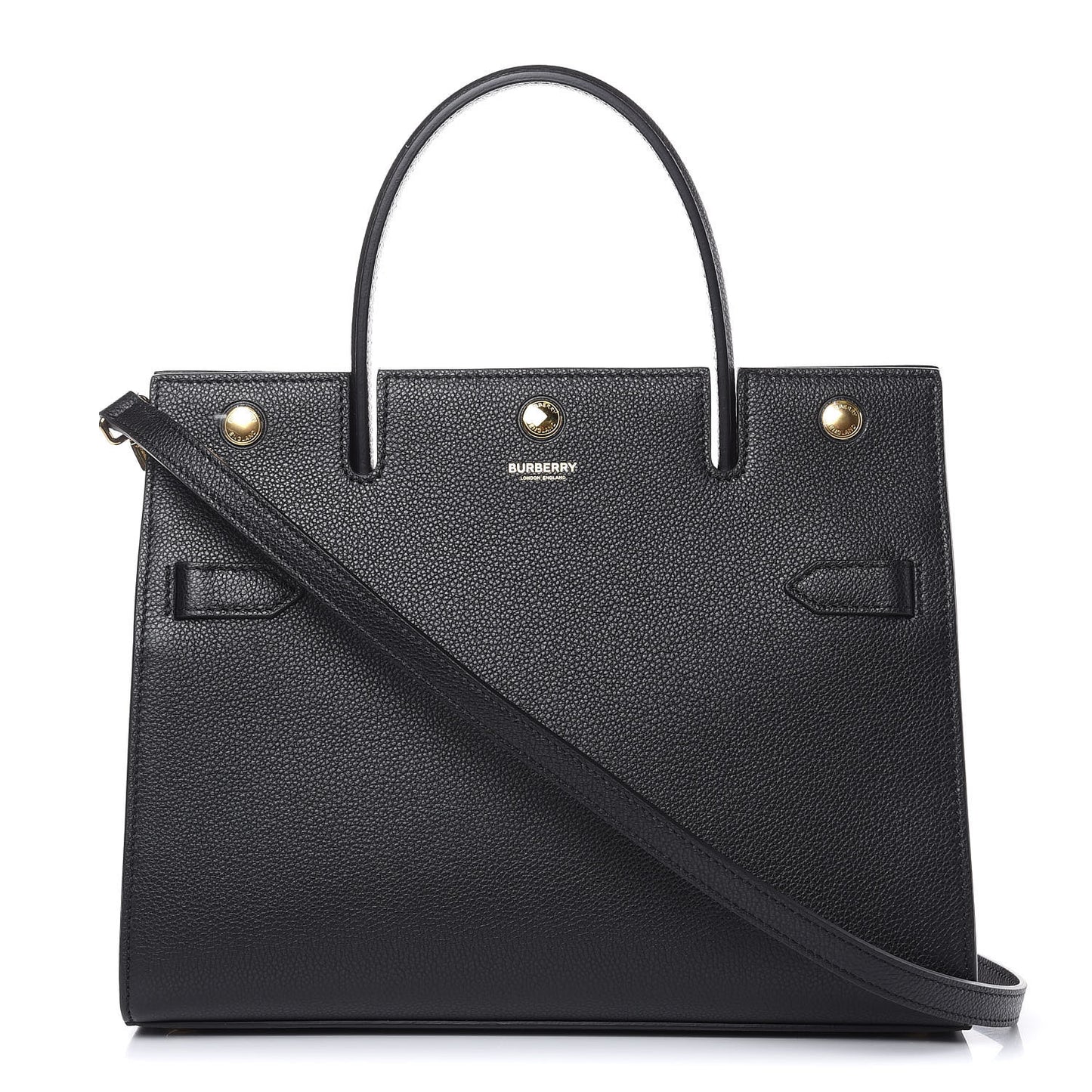 Grainy Calfskin Small Title Bag Black