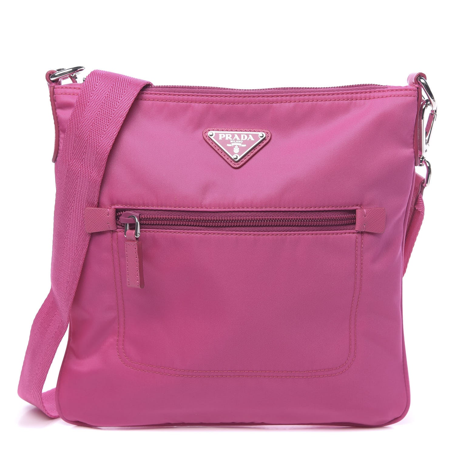 Prada Nylon Vela Flat Messenger Bag Fuxia 1 of 10