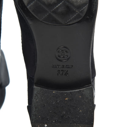 Chanel Suede Goatskin Fantasy Quilted Short Boots 37.5 Navy 7 of 20